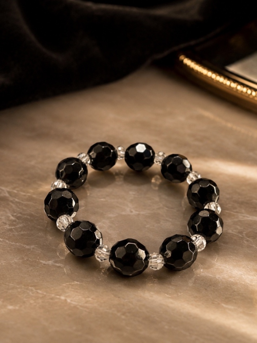 Black Beaded Stretch Bracelet